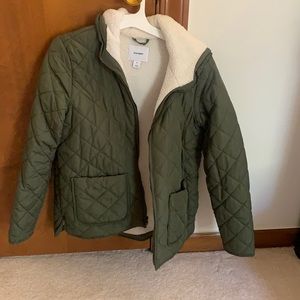 Olive green puffer jacket